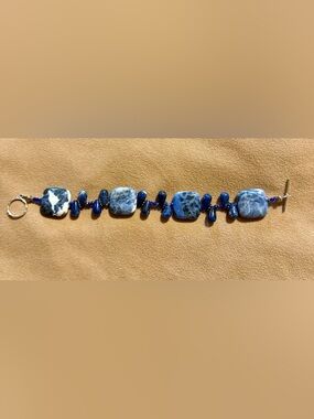 Sterling Silver Blue Sodalite Stone Bracelet- Deep Blue Gemstone Jewelry
